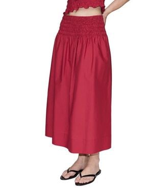 Mango Shirred Waist Midi Skirt