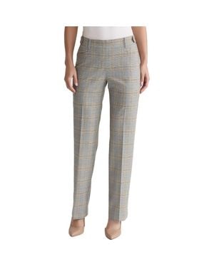 Jones New York Button Tab Plaid Slim Fit Pants - Gray