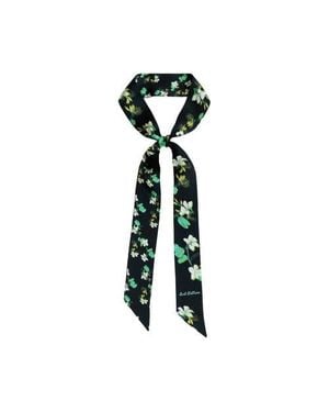 Lost Pattern Beach Blossom Silk Skinny Scarf - Green