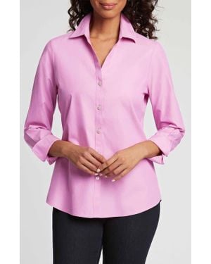 Foxcroft Mary Non-Iron Cotton Oxford Button-Up Shirt - Pink