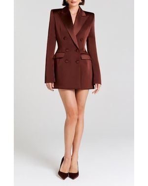 Nadine Merabi Monica Satin Blazer Minidress - Brown
