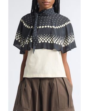 Sea Elly Polka Print Cape T-Shirt - Black