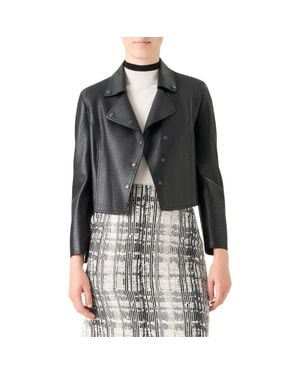 Akris Punto Crop Perforated Leather Jacket - Black