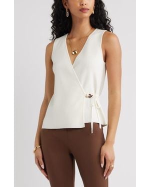 Open Edit Side Tie Sweater Vest - White