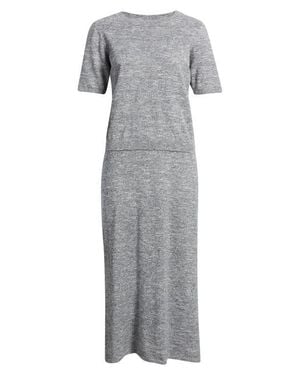 Free People Isabella Cotton & Linen Knit Sweater & Maxi Skirt Set - Gray