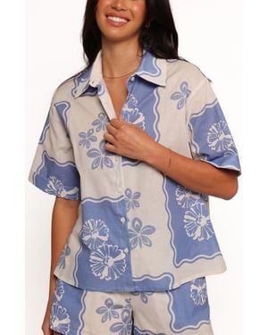 Petal & Pup Shellie Floral Camp Shirt - Blue