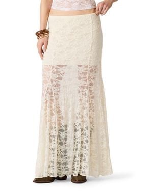 Steve Madden Mirabel Embroidered Lace Skirt - Natural