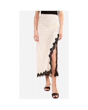 Cami NYC Teagan Polka Dot Lace Accent Silk Maxi Skirt - Natural