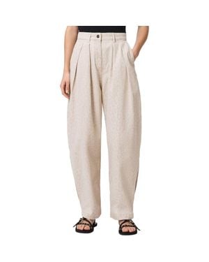 AllSaints Becca Camo Pleated Cotton Pants - Natural