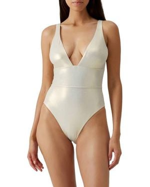 Melissa Odabash Caribbean Foil One-Piece Swimsuit - Metallic