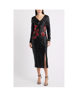 Tahari The Aurora Long Sleeve Sequin Dress - Black