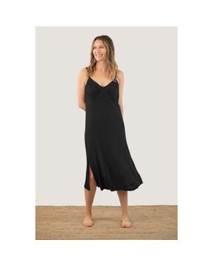 JJwinks Lover Nightgown With Luxuriously Soft Built-In Shelf - Black