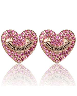 Juicy Couture Heart Crystal Stud Earrings, -Tone With Crystals - Pink
