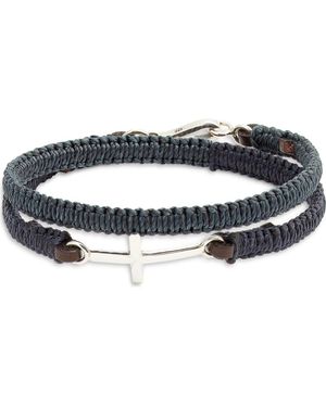 Caputo & Co. Macrame Cross Double Wrap Bracelet - Blue
