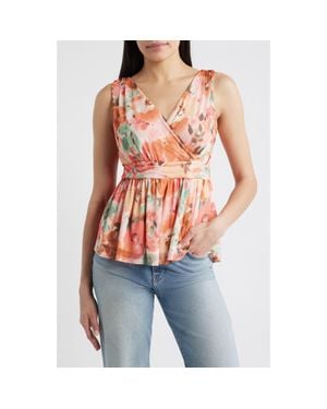 Loveappella Sleeveless Peplum Top - Orange