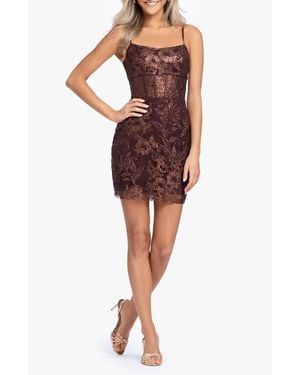 Blondie Nites Sequin Corset Cocktail Minidress - Red