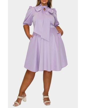 L I V D Carina Donna Fit & Flare Midi Dress - Purple