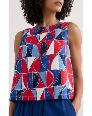 Seasalt Cornwall Color Study Geo Print Linen Top - Red