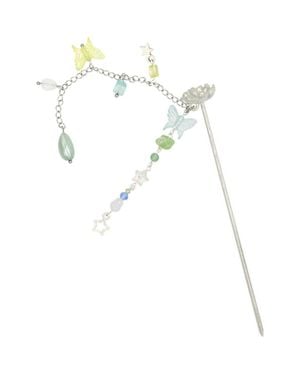 Velvet Luna Steel Hair Pin With Acrylic Charms - White