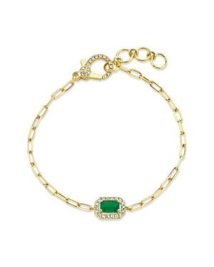 SHAY 18K Diamond Halo Emerald Bracelet - Metallic