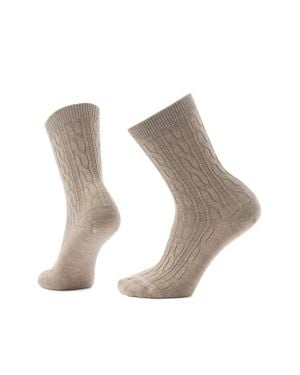 Smartwool Everyday Merino Wool Blend Cable Crew Socks - Natural
