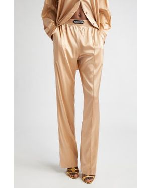 Tom Ford Stretch Silk Satin Pajama Pants - Natural
