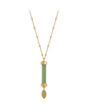 Karma and Luck Guardian Spirit Jade Evil Eye Necklace - Metallic