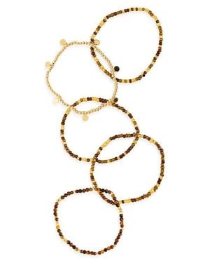 Panacea Set Of 5 Beaded Stretch Bracelets - White