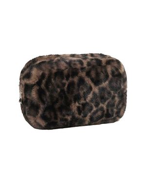 Apparis Noor Leopard Print Faux Fur Pouch - Black