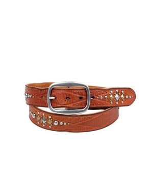 Old Trend Legend Genuine Leather Bold Studded Statement Belt - White