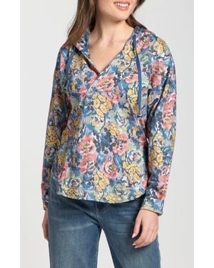 Apny Print Cotton Hoodie - Blue