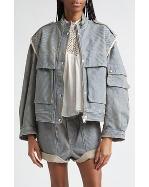 Isabel Marant Edany Striped Cotton Utility Jacket - Gray