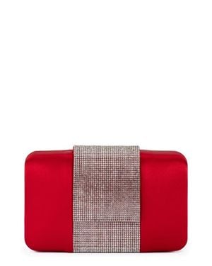 OLGA BERG Aubrey Crystal Trim Clutch - Red