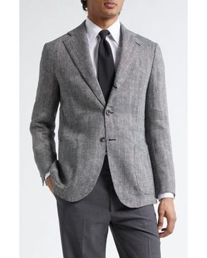 J. Mueser Waverly Linen Herringbone Sport Coat - Gray