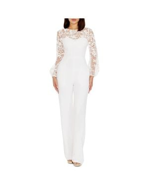 Dress the Population Mila Lace Long Sleeve Jumpsuit - White