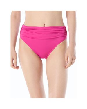 Carmen Marc Valvo Solid Shirred Bikini Bottom - Pink