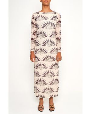 The Lulo Project Nellas Paisley Long Sleeve Mesh Maxi Dress - Natural