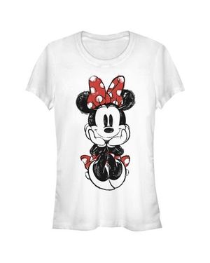 Mickey & Friends Junior's Sitting Minnie Sketch Graphic Tee - White