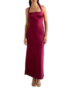 EVER NEW April Open Back Maxi Halter Gown - Red
