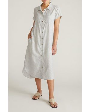 UNIVERSAL STANDARD Dune Linen Blend Midi Shirtdress - Multicolor