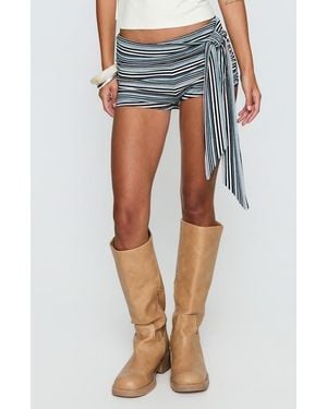 Princess Polly Eldric Stripe Tie Waist Micro Shorts - Blue