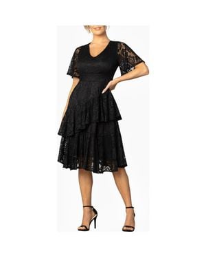 Kiyonna Lace Affair Cocktail Dress - Black
