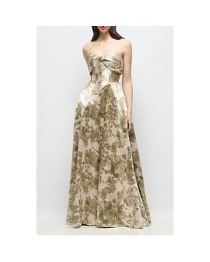 Alfred Sung Antoinette Floral Jacquard Gown - Metallic
