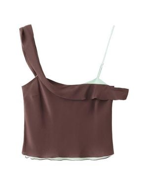 Mango Mixed Asymmetrical Top - Brown