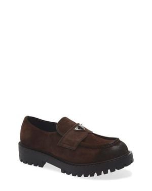 Prada Leather Penny Loafer - Brown