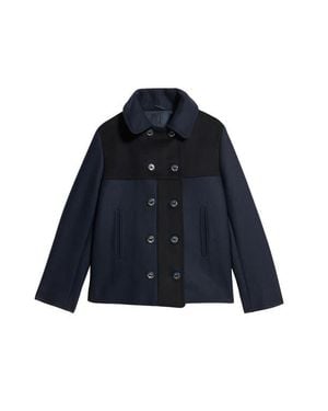 Fortela Patchwork Wool Caban Jacket - Blue
