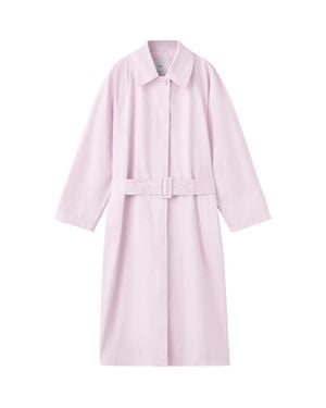 Mango Long Trench Coat With Belt - Pink