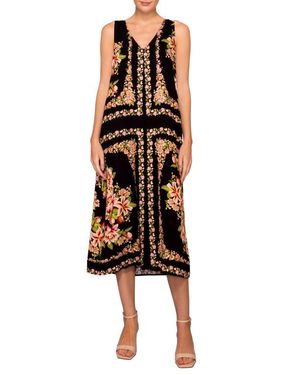 MELLODAY Sleeveless Shift Midi Dress - Black