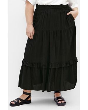 City Chic Avianna Tiered Maxi Skirt - Black