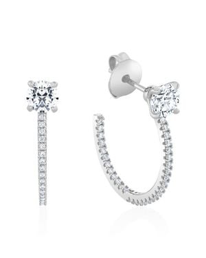 Crislu Brilliant-Cut Pavé Cubic Zirconia Huggie Hoop Earrings - White